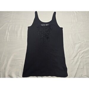 Bisou Bisou Tank Top Black Sleeveless With Ruffle Detail Womens‎ Medium